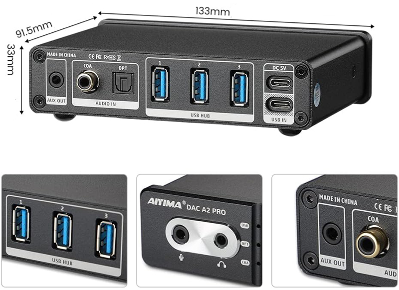 DAC Amplificateur de casque AIYIMA dac Audio DAC-A2 PRO USB Gaming Hub USB Mi