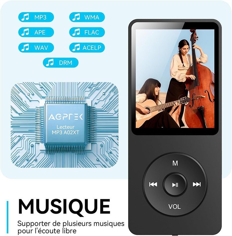 AGPTEK MP3 32Go - Bluetooth 5.3 L'Excellence de la Connectivité Sans Filac]