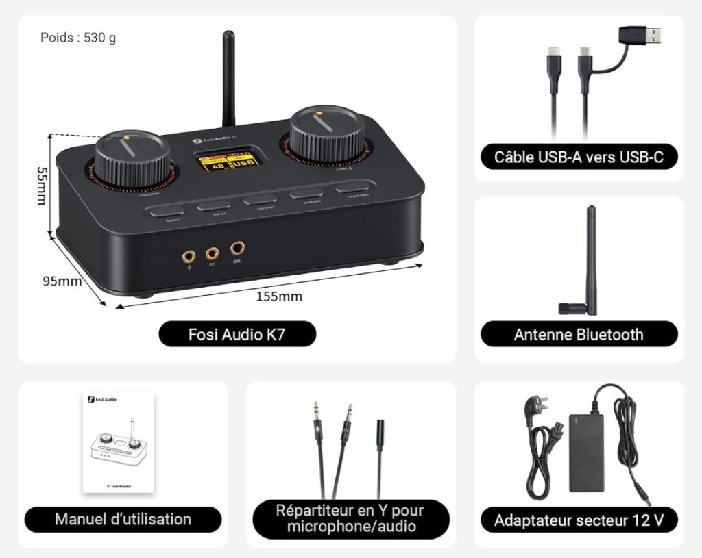 Détails du Dac Gaming Fosi Audio K7