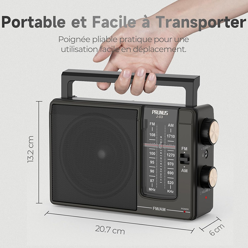Dimensions Radio Portable FM PRUNUS J-03 Le Test Complet 2025