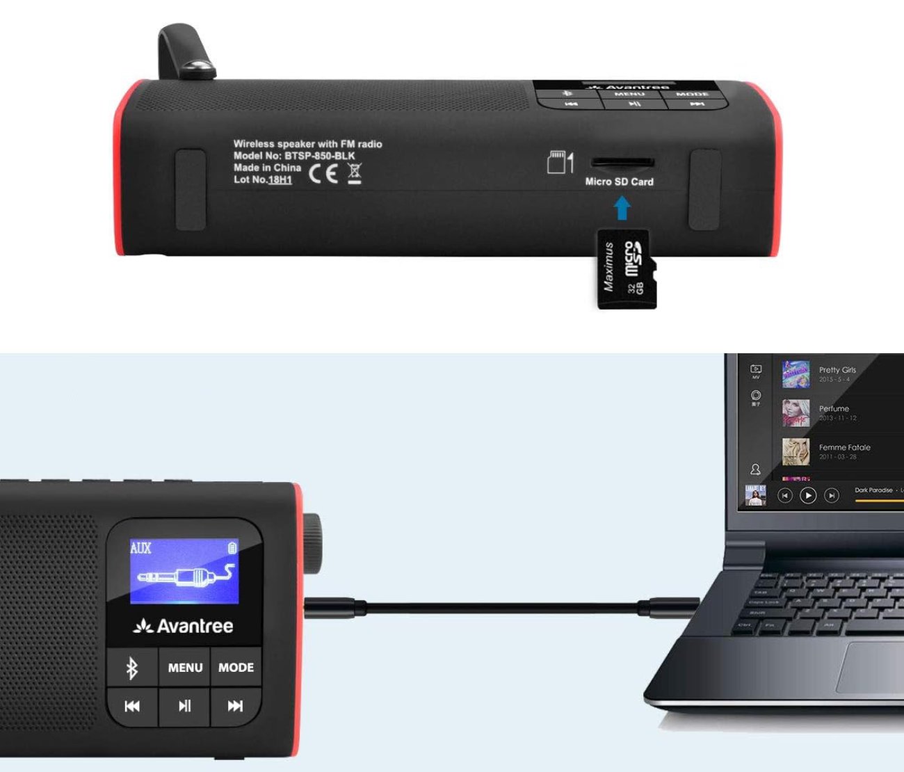 Test COMPLET de la Radio FM Portable Avantree SP850 - Type de connections