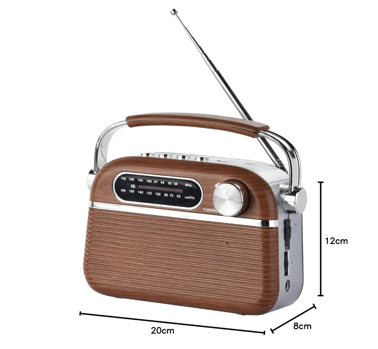 Avis sur la Radio Portable Vintage Halterrego - dimesions complètes