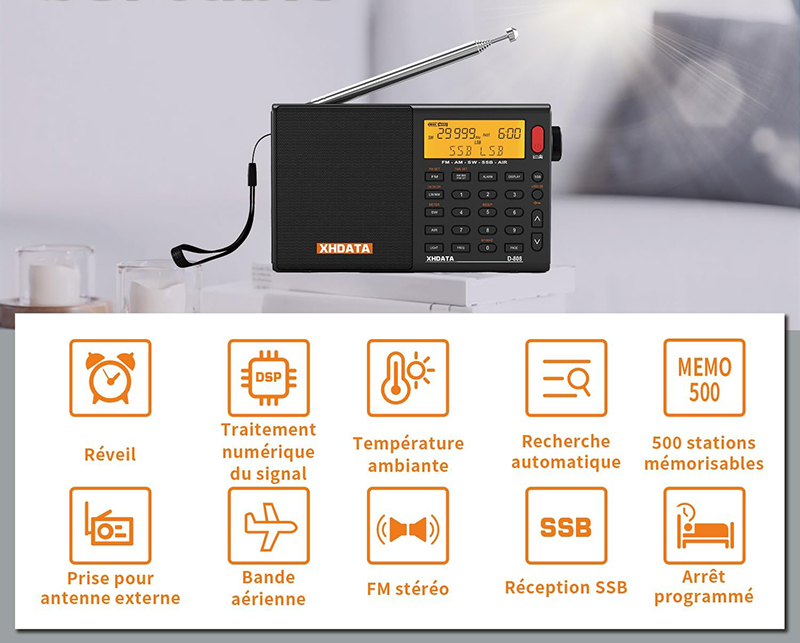 Details Radio Portable Numérique XHDATA D-808 Test Complet et Avis Honnête