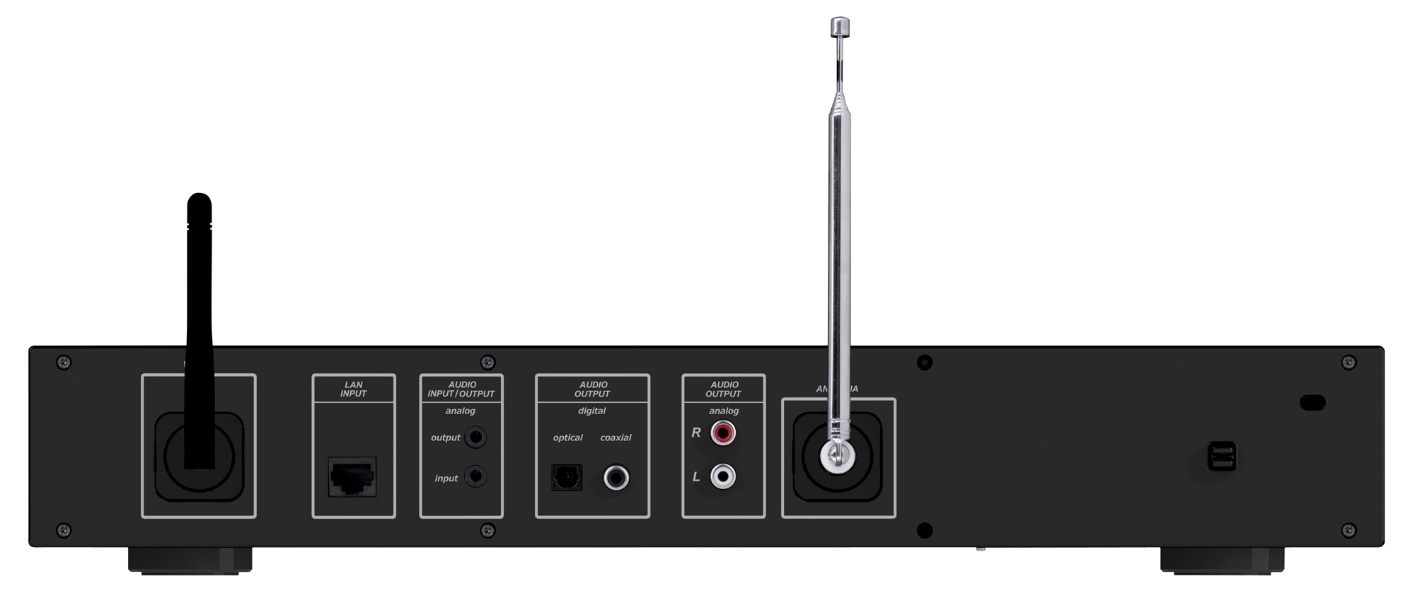 Connectiques arrières et antennes du VR-Radio IRS-706
