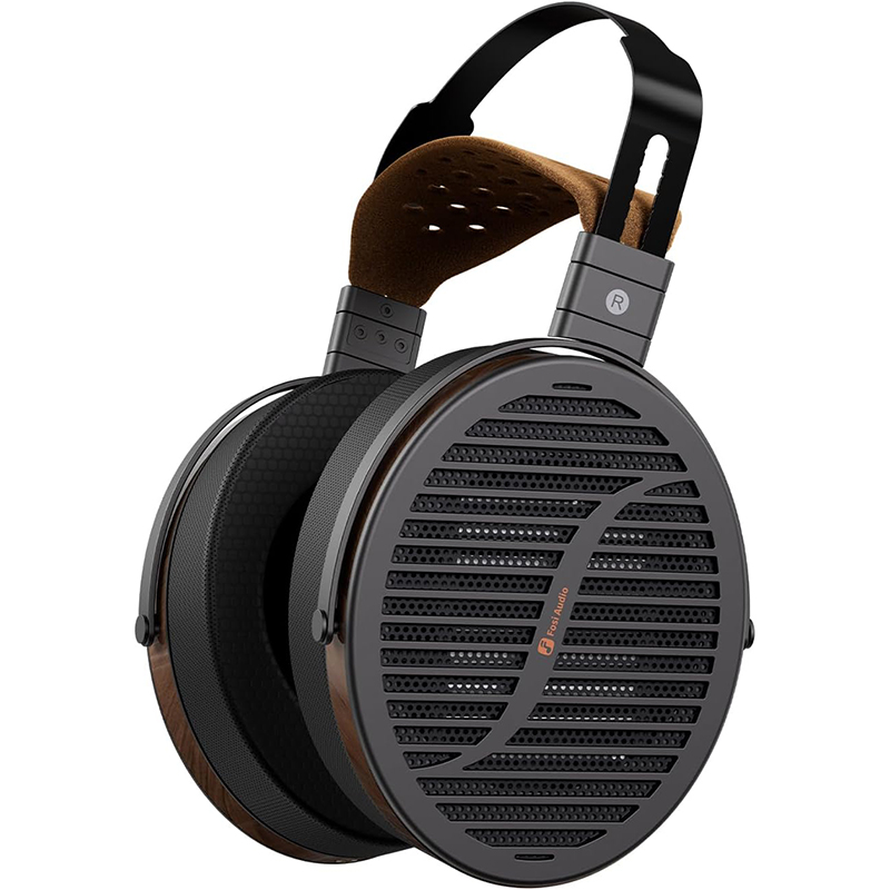 Vue frontale du Fosi Audio i5 mettant en évidence les grandes coques et la structure ouverte du casque planaire.