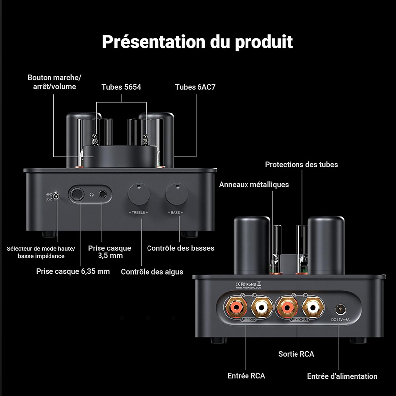 Fosi GR70 montrant tubes et détails techniques