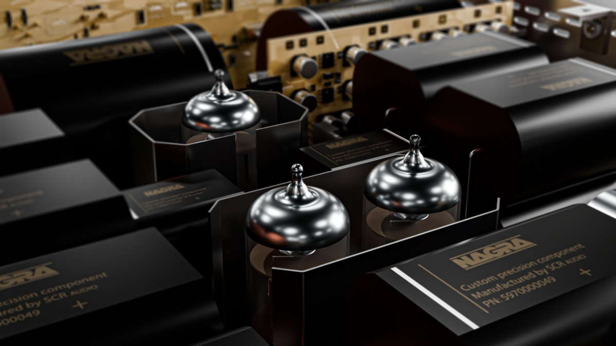 Vue détaillée de l’architecture interne du préamplificateur Nagra PREAMP II-S, mettant en évidence les composants audiophiles de précision et la conception modulaire Series II.