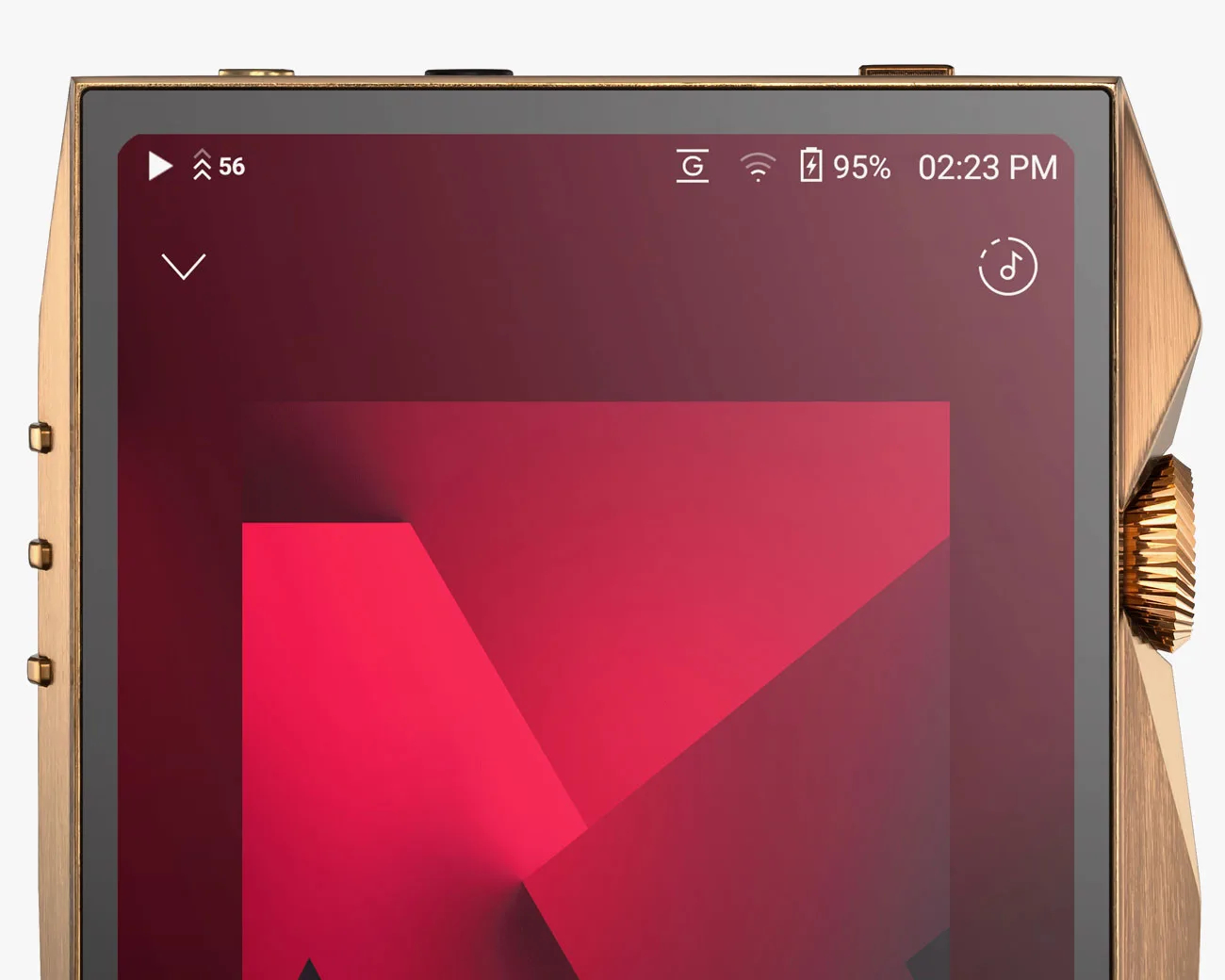 Détail écran et châssis cuivre du baladeur audiophile Astell&Kern SP4000 Copper Edition