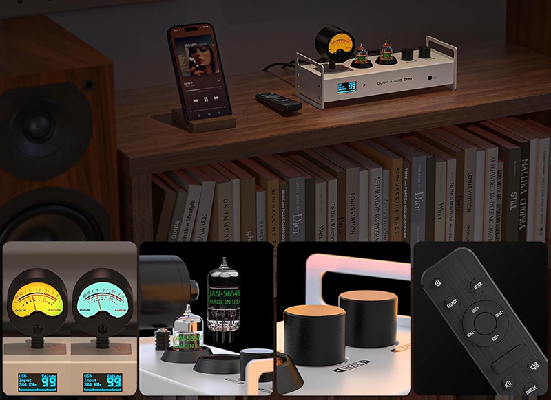 Détails techniques et tubes du Douk Audio P1PLUS visibles