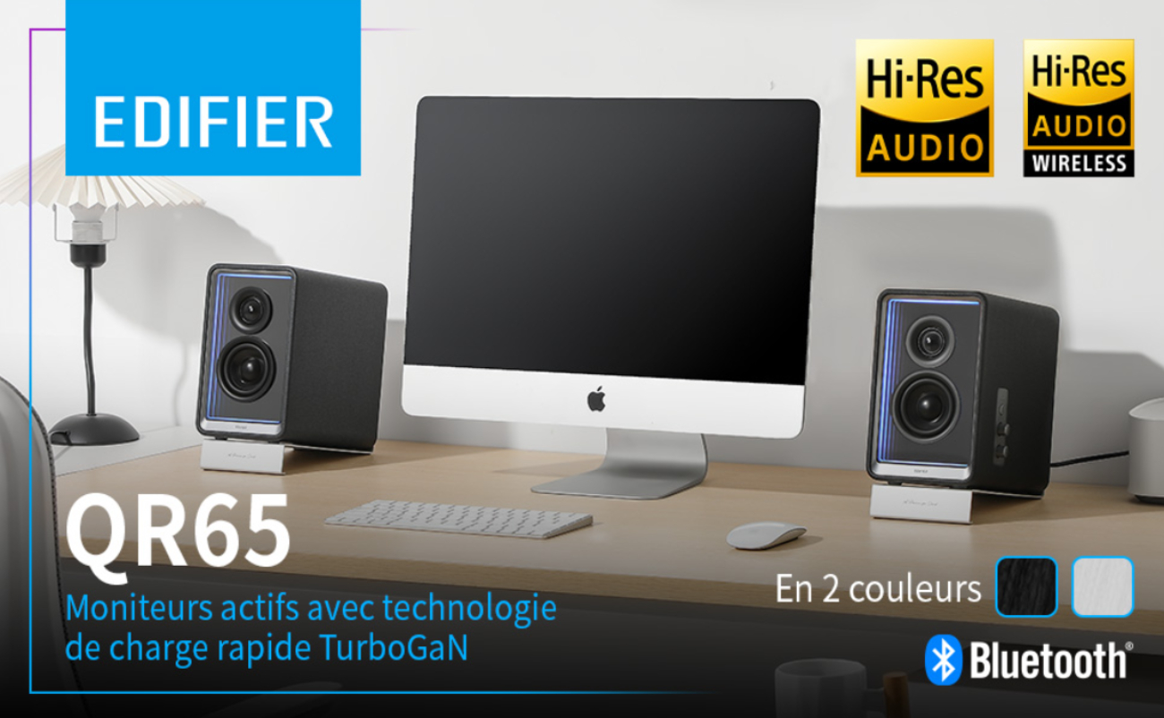 Enceintes Edifier QR65 certifiées Hi-Res Audio avec Bluetooth et recharge rapide intégrée