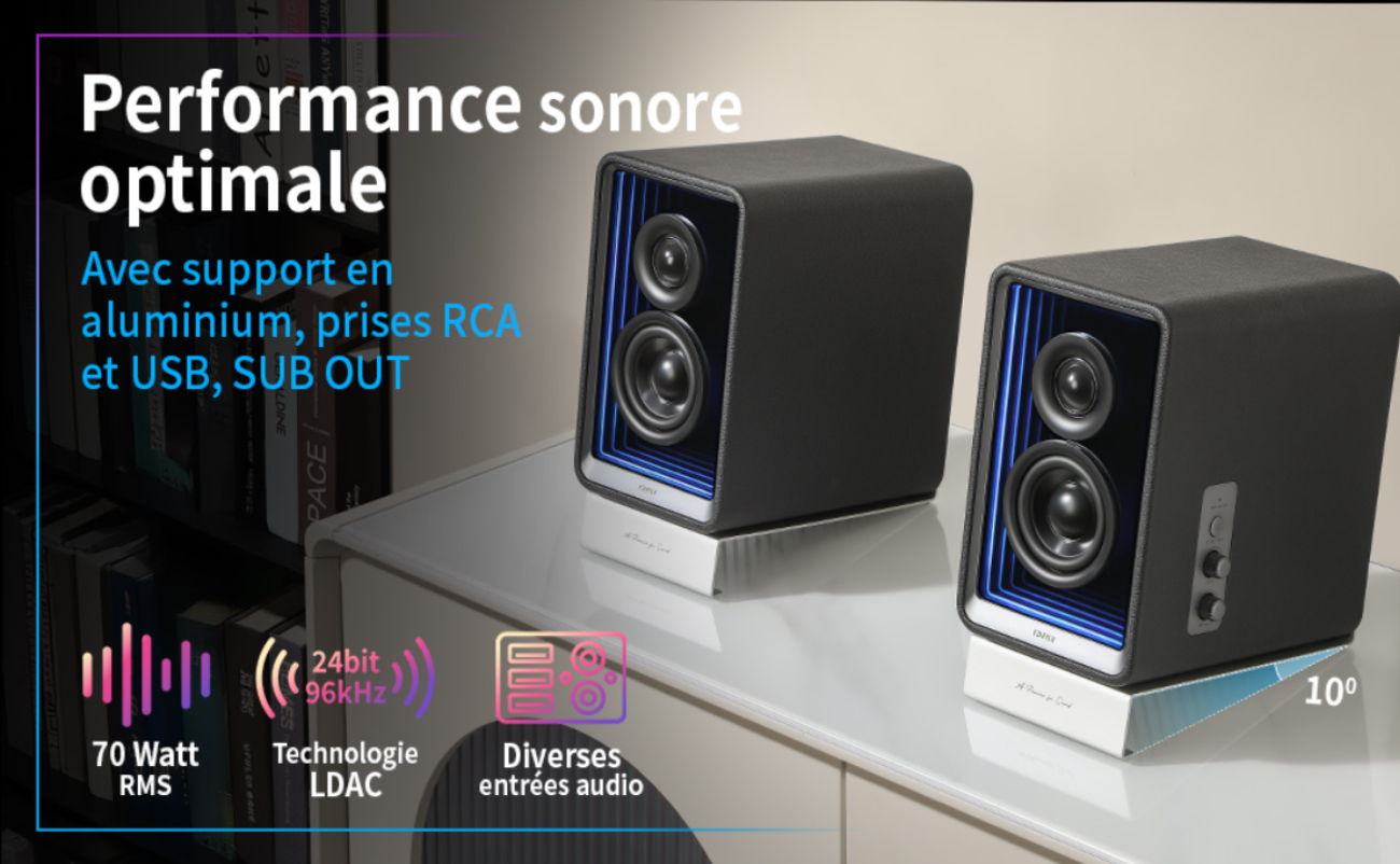 Edifier QR65 70W RMS avec support LDAC, USB, RCA et sortie subwoofer