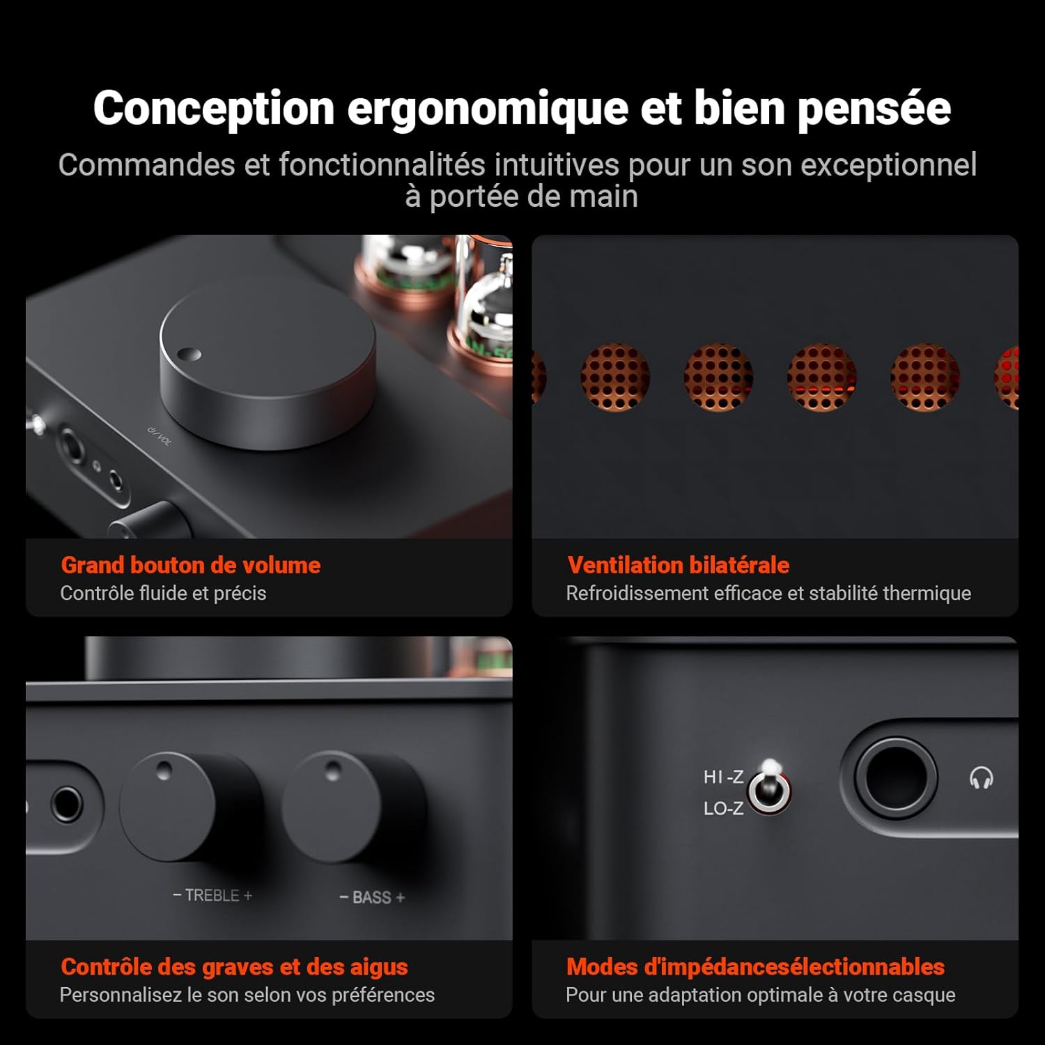 Fosi Audio GR70 amplificateur casque classe A OTL avec sélecteur d’impédance