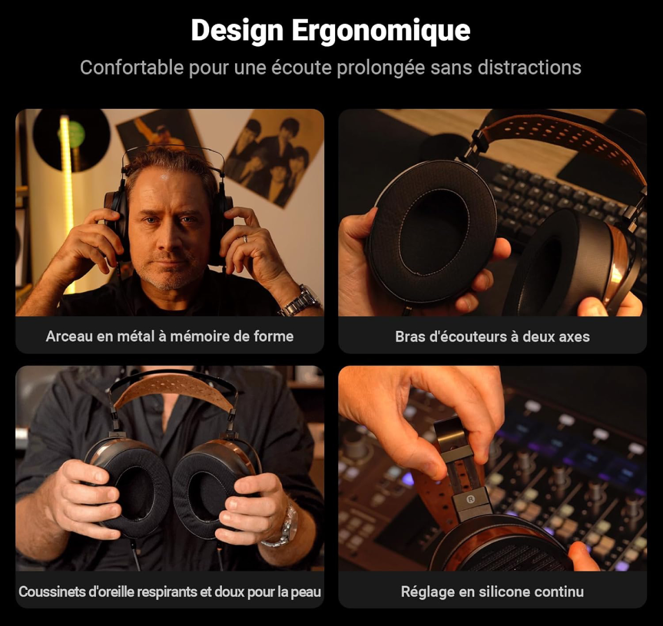 Fosi Audio i5 design ergonomique avec arceau métal mémoire de forme et coussinets respirants