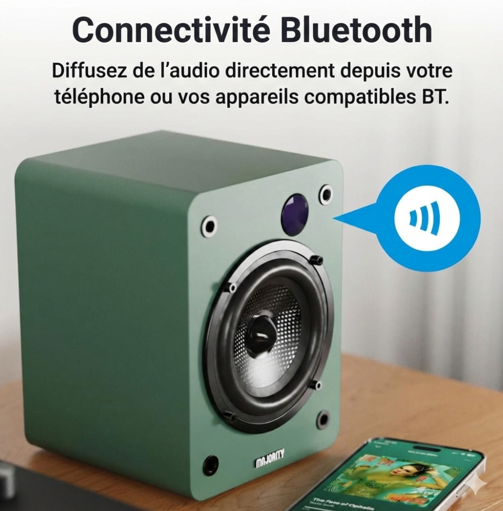 Enceinte Majority D50X avec connectivité Bluetooth pour streaming audio sans latence