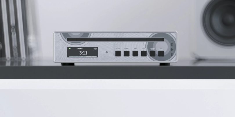 Lecteur CD Hi-Fi compact SMSL PL100 PRO en façade avec écran et commandes