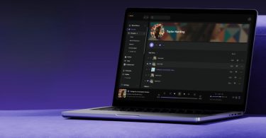 Interface Audirvāna Studio 3.0 Allegro affichée sur MacBook Pro, fond violet