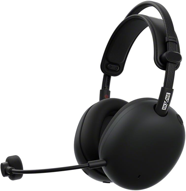Vue de profil du casque gaming Sony InZone H9 II en coloris noir mat. On distingue l'arceau aminci, le logo INZONE sur la branche, les coussinets en nylon mesh et le microphone perche cardioïde orienté vers l'avant sur fond blanc.