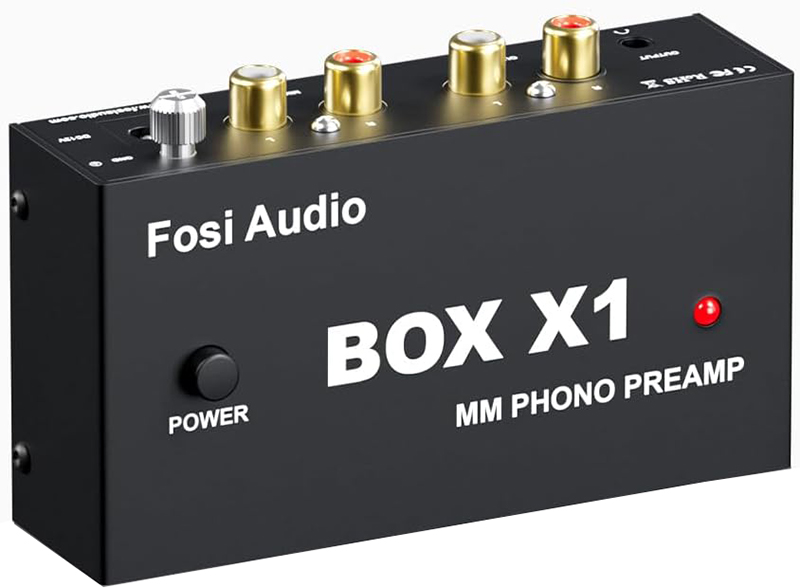 Vue frontale du Fosi Audio BOX X1 mettant en évidence ses commandes.