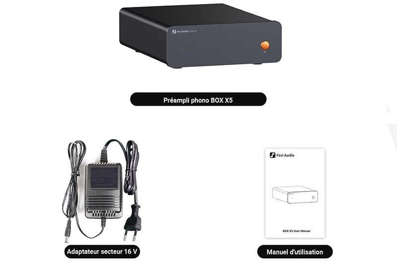 Fosi Audio BOX X5 en fonctionnement avec enceintes et musique en cours