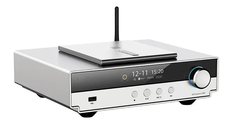Shanling CT90 vue trois-quarts avec capot top-loading et écran DSD256