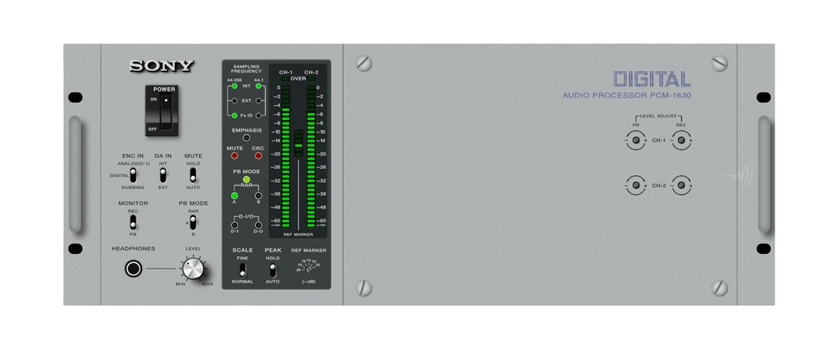 Sony PCM-1630 : processeur audio numérique professionnel 16 bits utilisé pour le mastering des premiers CD, format rack 19 pouces