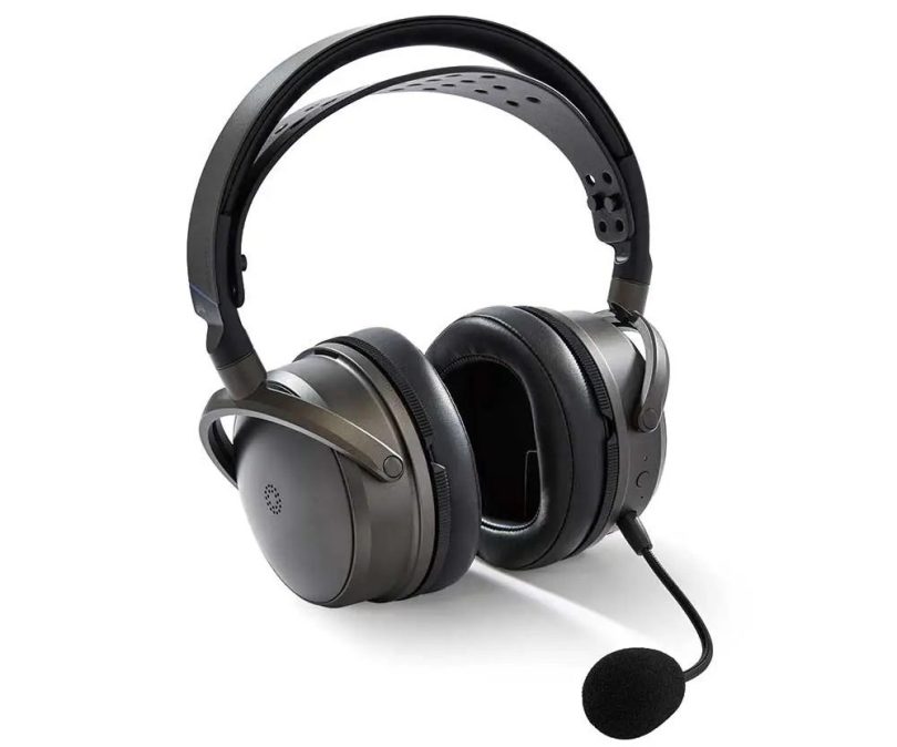 Casque gaming sans fil Audeze Maxwell2 en finition titane et noir, équipé de transducteurs planars magnétiques de 90 mm, avec micro amovible