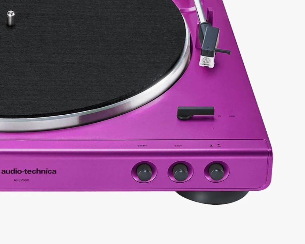 Audio-Technica AT-LP60X-PL vue façade boutons commande START STOP logo