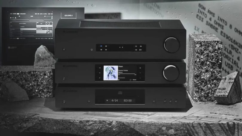 Système Cambridge Audio CX Black Edition avec amplificateur CXA81 Mk II, streamer CXN100SE et transport CD CXC en finition aluminium mat noir