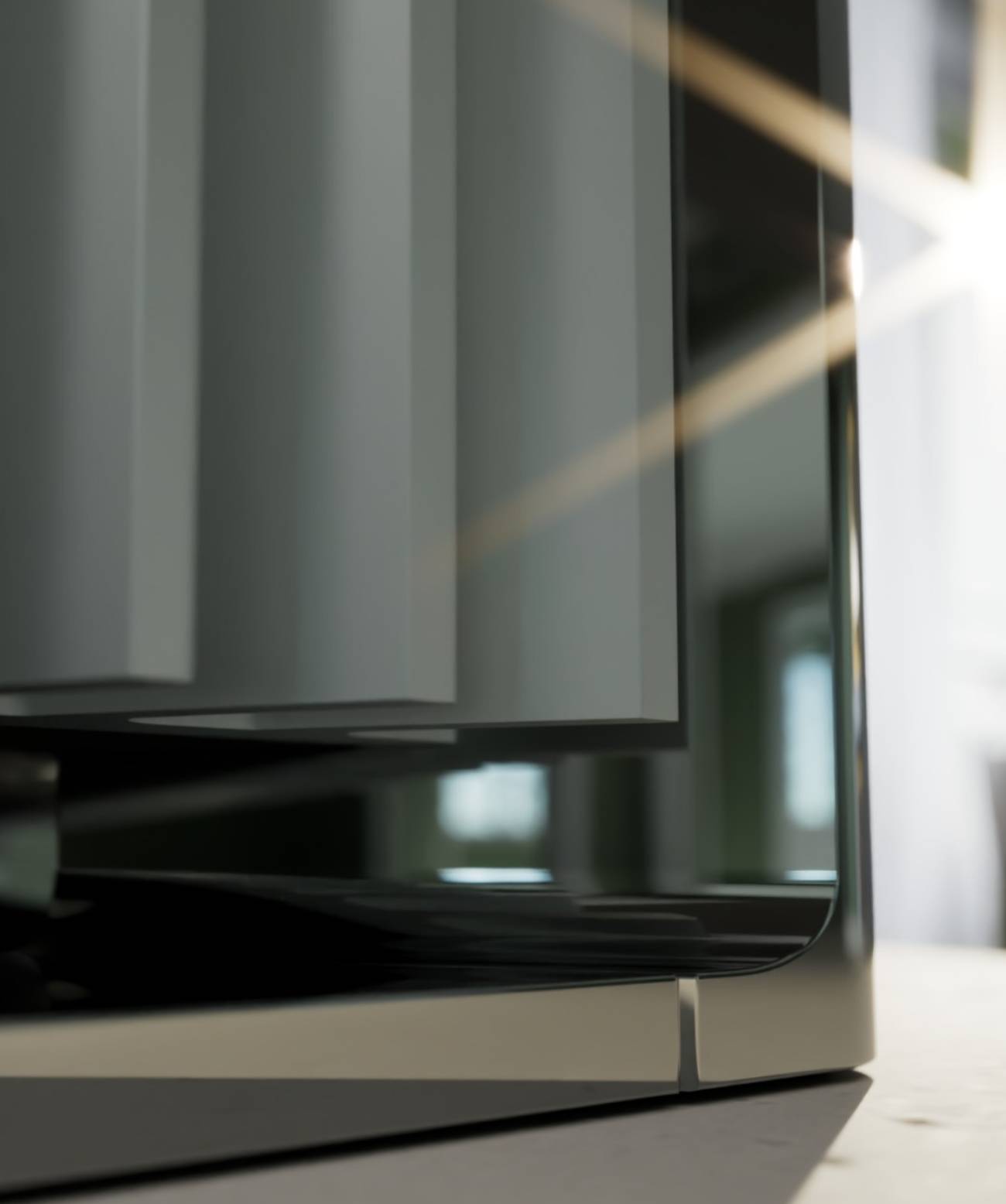 Burmester 259 détail base chromée et coin arrondi