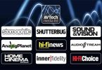 Montage de logos des marques de presse audio et photo sous la bannière AVTech Media Ltd : Stereophile, Sound & Vision, Analog Planet, Shutterbug, Hi-Fi News, AudioStream, Home Cinema Choice, InnerFidelity et Hi-Fi Choice