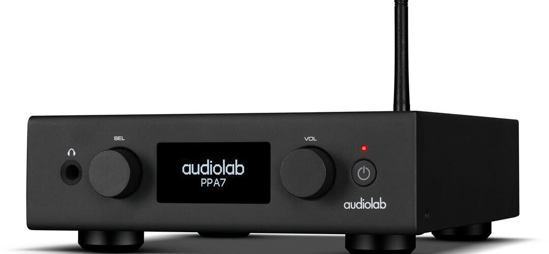 Audiolab PPA7 noir, préampli phono MM et MC avec écran OLED, prise casque 6,35 mm en façade, Bluetooth aptX HD et enregistrement USB-C