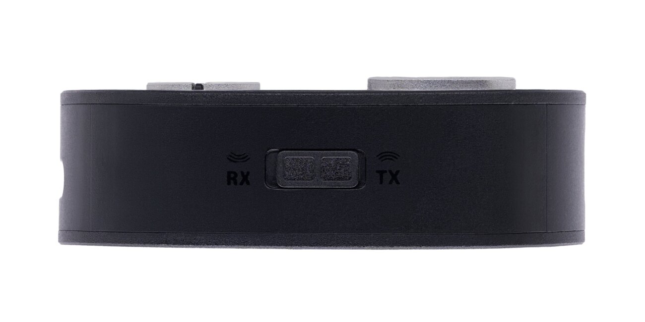 Tranche de l'iFi UP Travel Max avec l'interrupteur physique RX / TX qui bascule entre réception et émission Bluetooth