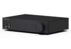 Amplificateur de puissance Topping Mini 500 en finition noire, façade aluminium avec sélecteurs TRIG ON OFF et BAL SE, bouton de volume analogique, châssis compact de bureau